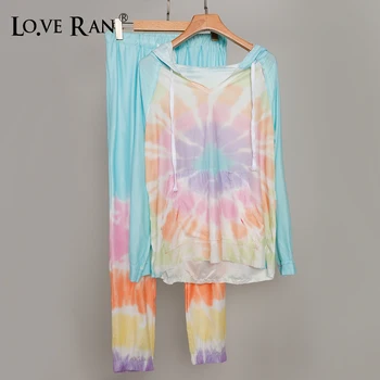 Women's Tie Dye Printed Pajamas Sets Long Sleeve Hooded Tops and Long Pants Female Sleepwear Set Spring Autumn Ladies Nightwear
Women's Tie Dye Printed Pajamas Sets Long Sleeve Hooded Tops and Long Pants Female Sleepwear Set Spring Autumn Ladies Nightwear