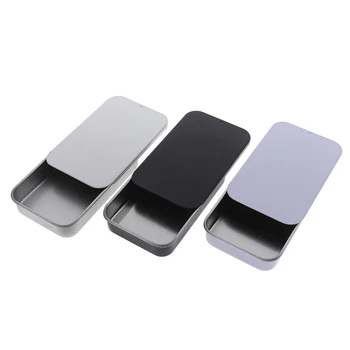 

1pc 51*10*26mm Mini Iron Box Slide Cover Storage Box Wedding Jewelry Pill Cases Portable Tin Boxes Container Cosmetic Organizer