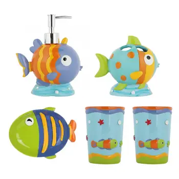 5Pcs Resin Kids Bathroom Set Lotion Dispenser+Toothbrush Holder+Soap Dish+Tooth-Cleaning Mug Cartoon Fish Bath Set
5Pcs Resin Kids Bathroom Set Lotion Dispenser+Toothbrush Holder+Soap Dish+Tooth-Cleaning Mug Cartoon Fish Bath Set