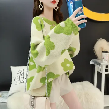 Fashion Women Sweater Loose Flower Floral Printed Sweet Pattern Loose Soft Pullovers Casual Pull Femme Tops Knitwear Free Size
Fashion Women Sweater Loose Flower Floral Printed Sweet Pattern Loose Soft Pullovers Casual Pull Femme Tops Knitwear Free Size