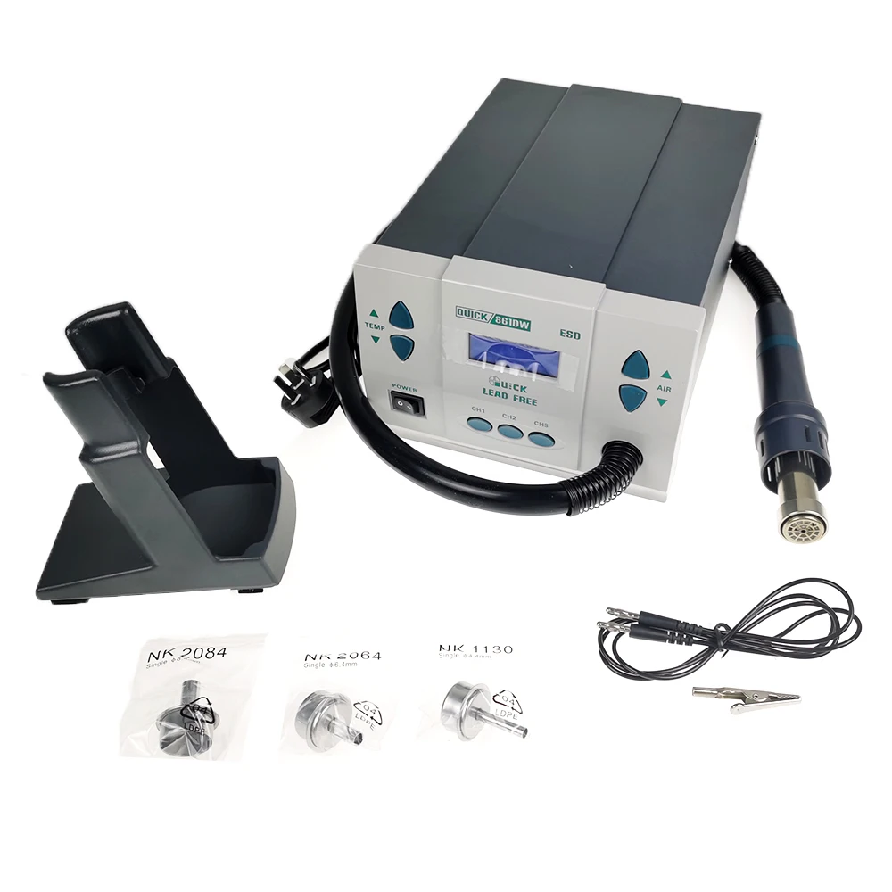 Hot air gun high frequency digital display adjustable temperature high power mobile phone soldering iron stand QUICK 861DW
Hot air gun high frequency digital display adjustable temperature high power mobile phone soldering iron stand QUICK 861DW