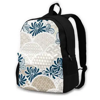 

Japanese Chrisantemum Flower Traditional Kimono Pattern Backpack Shoulder Bag Casual Women Backpack Teenage School Bag Bagpack