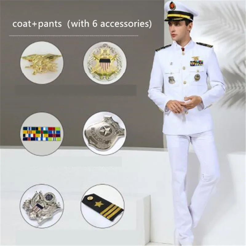 Горячая Распродажа стандартная темно синяя униформа белая военная одежда