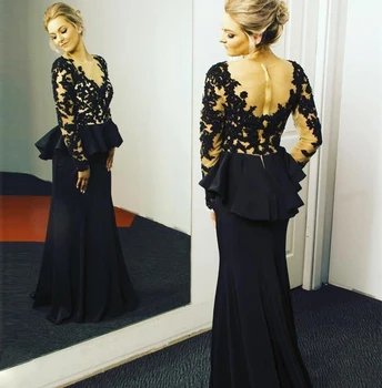 Mature Black Lace Long Sleeve Mermaid Mother Of The Bride Dresses Peplum Waist Long Mother Of The Groom Dresses Plus Size
Mature Black Lace Long Sleeve Mermaid Mother Of The Bride Dresses Peplum Waist Long Mother Of The Groom Dresses Plus Size