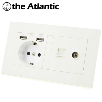 Atlectric DE EU RU Spain Plug Socket RJ45&TV Television Port Dual USB Port Power Adapter White PC Panel Double Socket 146mm*86mm
Atlectric DE EU RU Spain Plug Socket RJ45&TV Television Port Dual USB Port Power Adapter White PC Panel Double Socket 146mm*86mm
