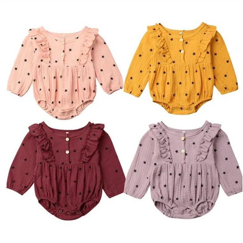 Newborn Baby Girl Long Sleeve Star Print Button Ruffle Romper Jumpsuit Infant Party Cotton Linen Clothes Headband Outfit Set
Newborn Baby Girl Long Sleeve Star Print Button Ruffle Romper Jumpsuit Infant Party Cotton Linen Clothes Headband Outfit Set