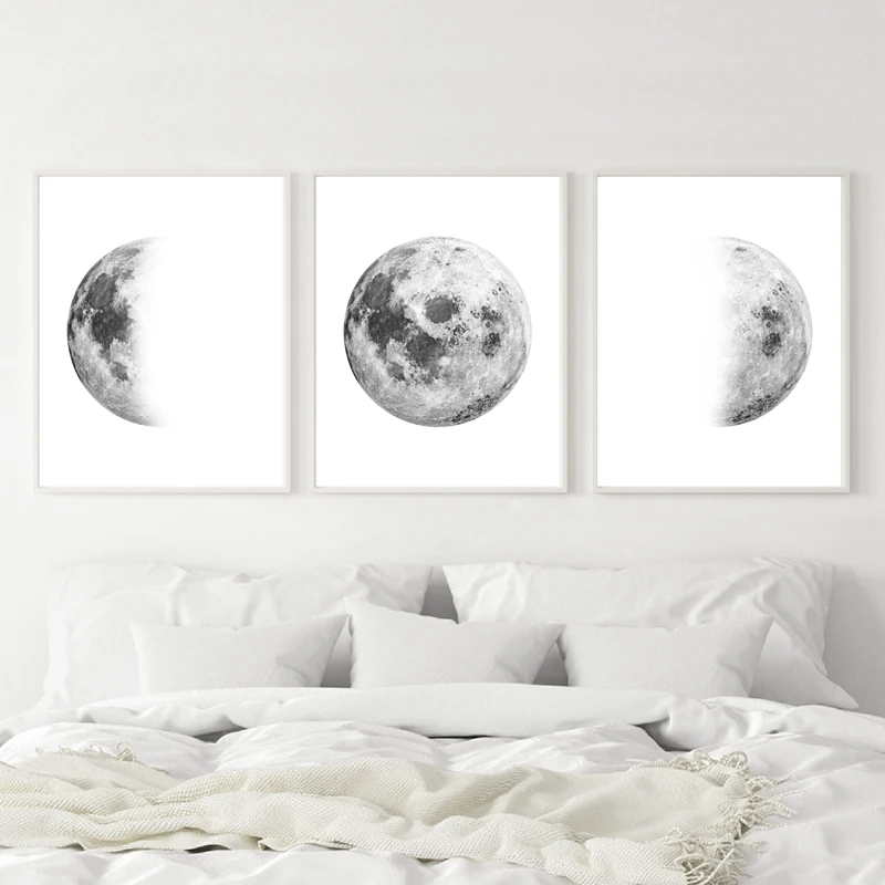 Moon-Phases-Print-Grey-Moon-Poster-Moon-Watercolor-Art-Canvas-Painting-Bedroom-Wall-Picture-for-Living
