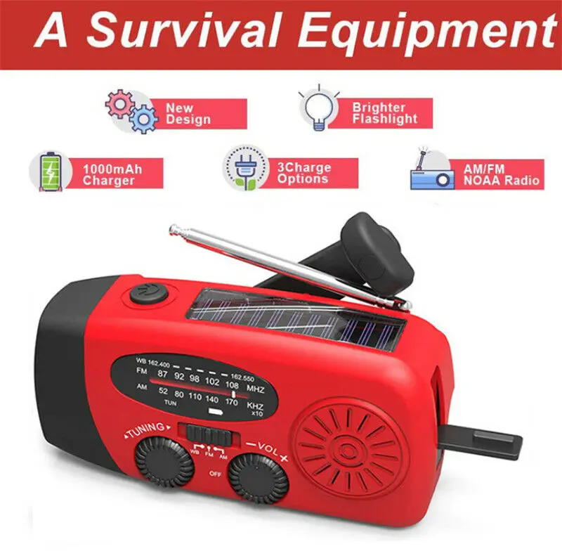 Portable emergency hand crank generator AM / FM / WB radio flashlight charger waterproof emergency rescue tool HY-088WB 
Portable emergency hand crank generator AM / FM / WB radio flashlight charger waterproof emergency rescue tool HY-088WB