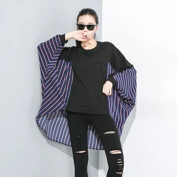 Autumn 2019 New Splicing Stripe Round Neck T-shirt Women's Long Sleeve Bat Sleeve Pullovers T-shirt Plus Size Women Clothing
Autumn 2019 New Splicing Stripe Round Neck T-shirt Women's Long Sleeve Bat Sleeve Pullovers T-shirt Plus Size Women Clothing