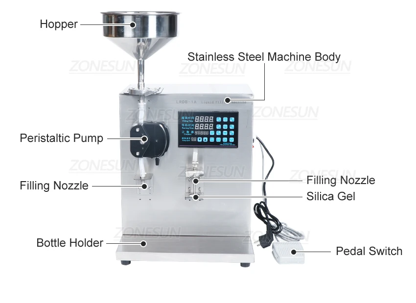 ZONESUN ZS-NP1 Automatic Thick Liquid Filling Machine Oil Honey Nail Polish Gel Lip Gloss Water Beverage Bottle Filler