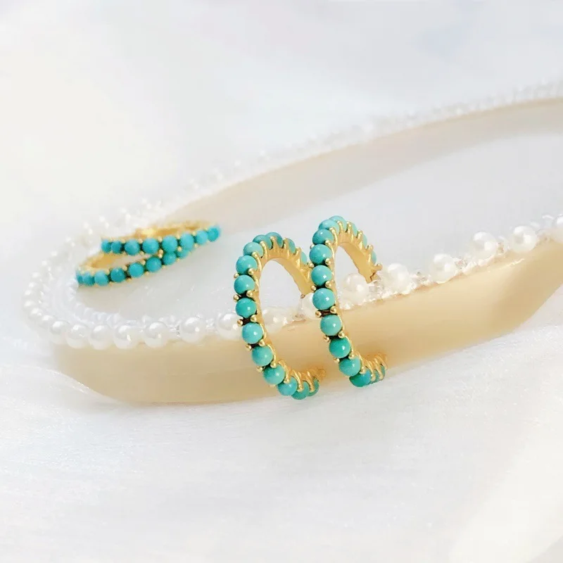 UBESTNICE S925 Sterling Silver Natural Round Turquoise Gold Filled Trendy Simple Fine Jewelry Hoop Earrings For Women Girl
UBESTNICE S925 Sterling Silver Natural Round Turquoise Gold Filled Trendy Simple Fine Jewelry Hoop Earrings For Women Girl