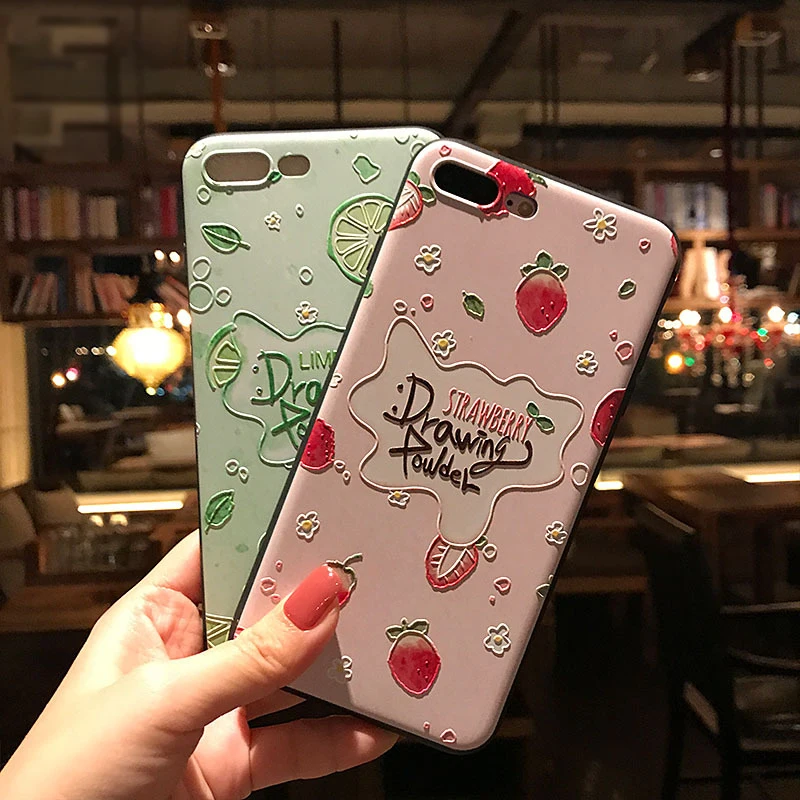 Симпатичные фрукты Клубника Лимон рельефный чехол для телефона iPhone 6 7 8 Plus X XS MAX XR