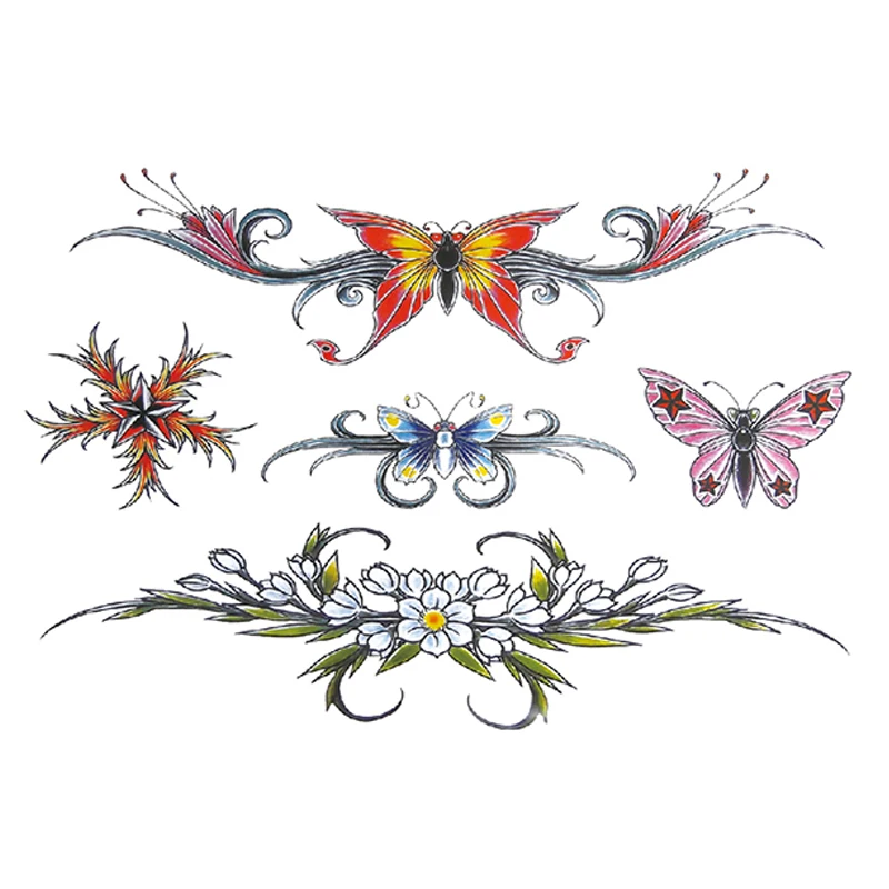 Big Arm Waterproof Female Temporary Tattoo Butterfly Painted Body Art Lasting Male Waist Flower Fake Sticker | Красота и здоровье
