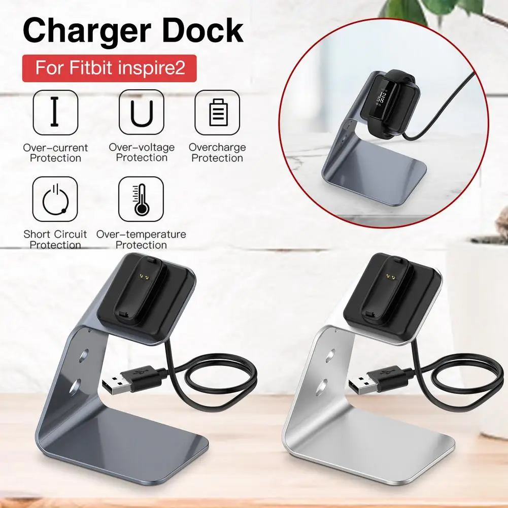 

New Aluminum Alloy USB Charging Cable Dock Cradle Dock Holder For -Fitbit Inspire HR Ace 2 Magnetic Charger Stand Smart Watch