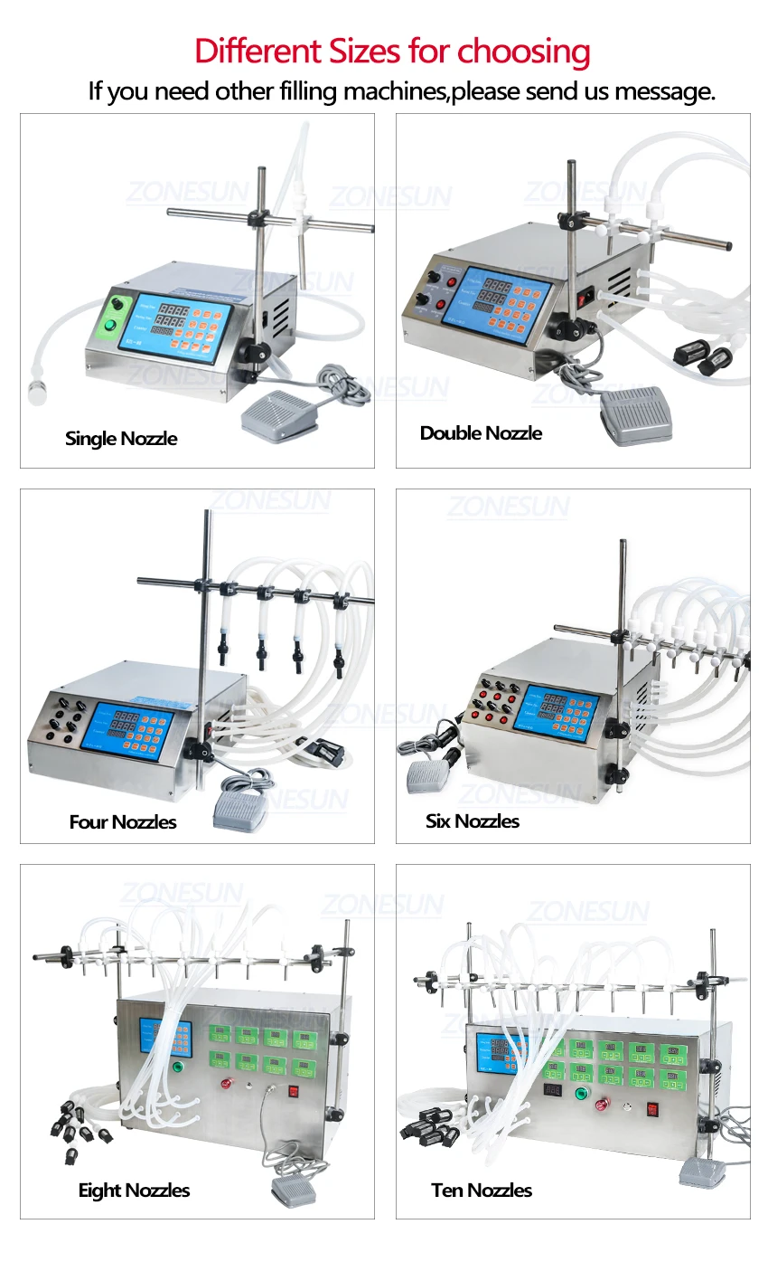 ZONESUN Semi-auto 2 Heads 3-4000ml Filling Machine ZS-YTDP2