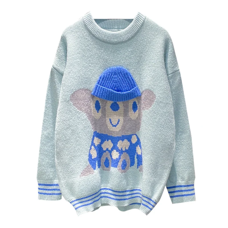 Pull Femme Loose O Neck Cute Bear Pullovers Sweater Women Japan Style Jacquard Long Sleeve Knitting Shirt Tops Jumpers Sueters
Pull Femme Loose O Neck Cute Bear Pullovers Sweater Women Japan Style Jacquard Long Sleeve Knitting Shirt Tops Jumpers Sueters