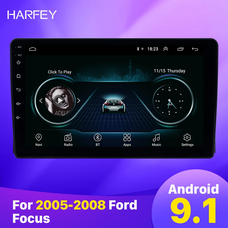 Сенсорный экран Harfey Android 9 1 для Ford Focus 2005 2006 2007 2008 HD 9-дюймовый AUX Bluetooth Wi-Fi USB GPS радио
