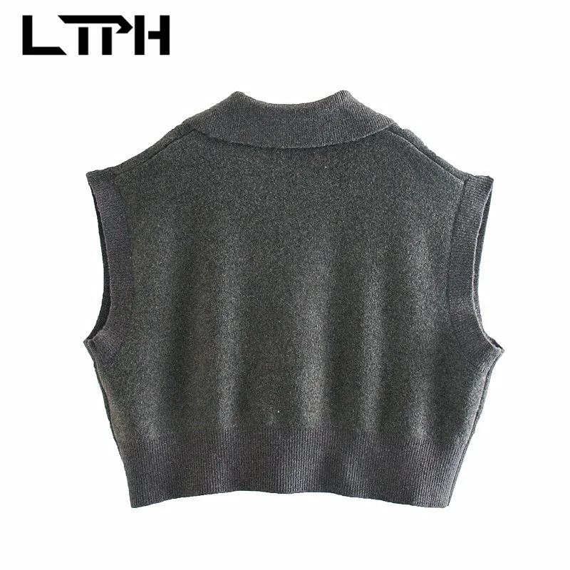 LTPH simple Solid color vintage lapel sleeveless Sweater Vest Casual all-match Loose knitted Outwear sweaters 2020 Autumn new
LTPH simple Solid color vintage lapel sleeveless Sweater Vest Casual all-match Loose knitted Outwear sweaters 2020 Autumn new