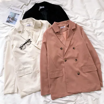 Elegant Women Pink Blazer Double-breasted Loose Slim Suit Coat Top
Elegant Women Pink Blazer Double-breasted Loose Slim Suit Coat Top