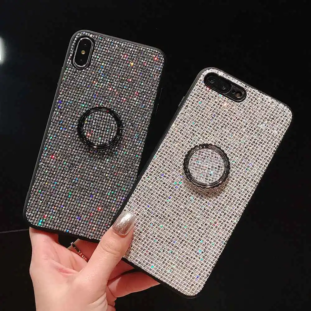 Фото KISSCASE Phone Case Cover For iPhone 7 8 7Plus 8Plus 6 6S Capa Square Glitter Mobile X XS XR MAX Fundas | Мобильные телефоны и