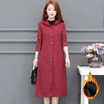 Women 2020 Autumn Winter Plus Velvet Knitted Long Warm Cardigan Sweaters Female Casual Hooded Single Breasted Knitwear Coat N226
Women 2020 Autumn Winter Plus Velvet Knitted Long Warm Cardigan Sweaters Female Casual Hooded Single Breasted Knitwear Coat N226
