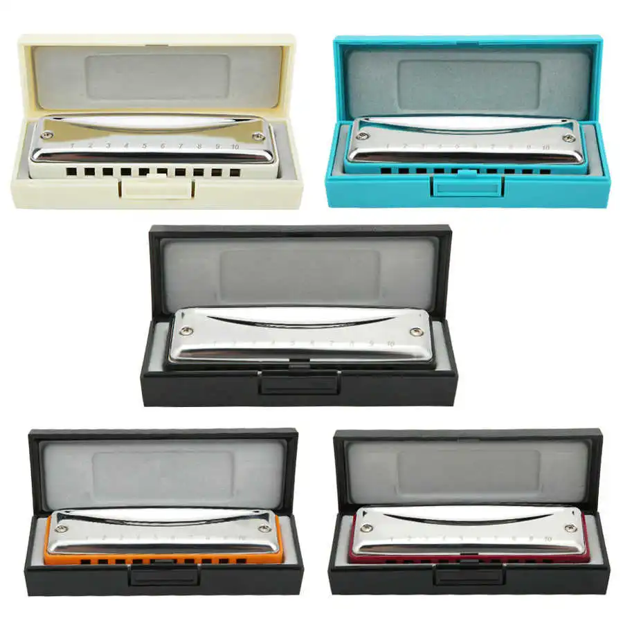 Blues Harmonica 10-Hole Mouthorgan Ab/F/G/Eb/Db Key Portable Wind Instrument High Gloss Waterproof Blues Harmonica