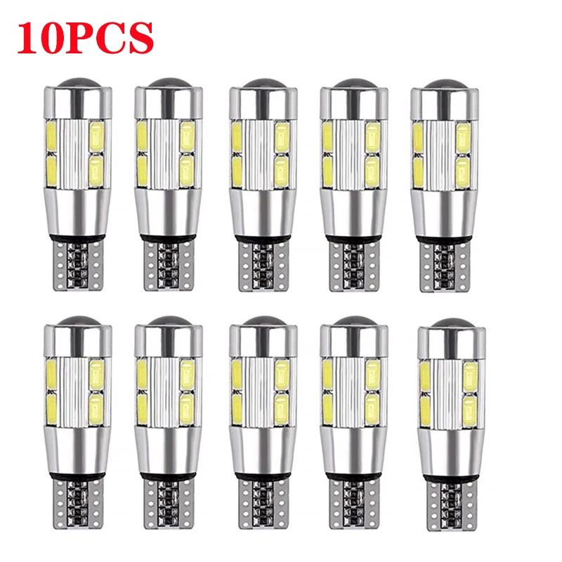 

10X T10 10 SMD 5630 W5W 194 168 2825 501 10SMD 5730 LED Projector Lens Auto Clearance Lights Car Marker Lamp Parking Bulb Canbus