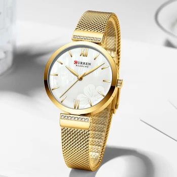 Gold Wristwatch Mesh Ladies Watches Luxury Brand CURREN Elegant Simple Quartz Watch Women's Bracelet Clock Female Reloj mujer 
Gold Wristwatch Mesh Ladies Watches Luxury Brand CURREN Elegant Simple Quartz Watch Women's Bracelet Clock Female Reloj mujer