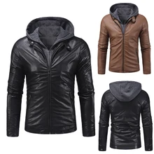 Mens Leather Jackets Long Sleeve Hooded Casual Leather Solid Coat Men Zipper Turn Down Collar Spring/Autumn Outwear Fashion Tops
Mens Leather Jackets Long Sleeve Hooded Casual Leather Solid Coat Men Zipper Turn Down Collar Spring/Autumn Outwear Fashion Tops