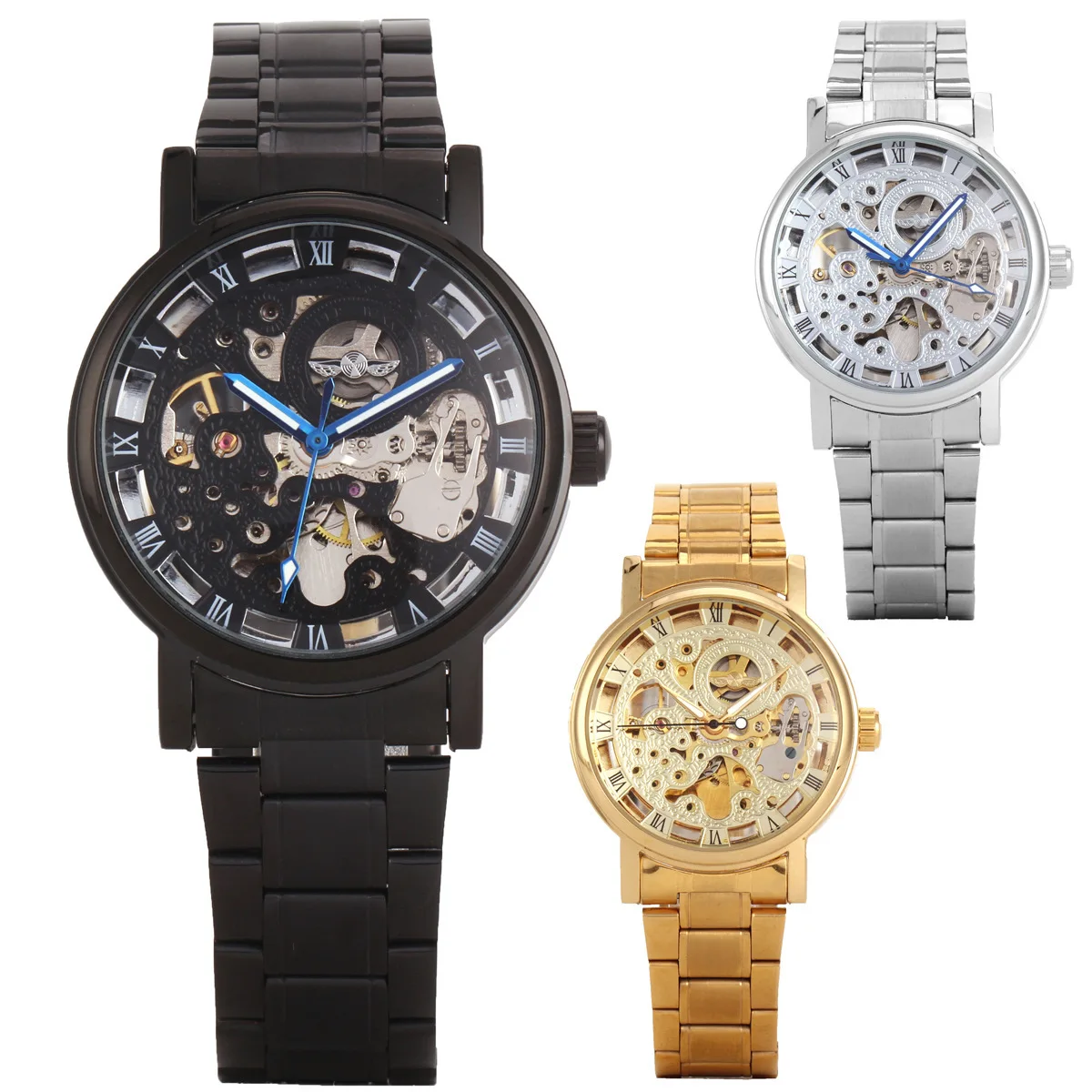 Winner Winner Fully Automatic Hollow out Analog Watch Steel Watch