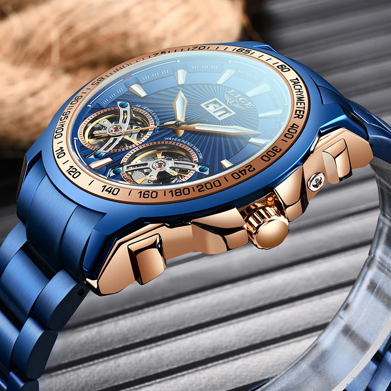 2020 Automatic Watch Men LIGE New Sport Clock Man Fashion Brand Top Double Tourbillon All Steel Waterproof Mechanical Wristwatch | Наручные