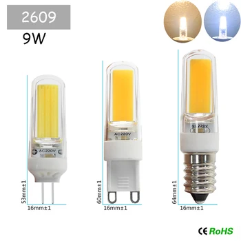 

G4 G9 COB LED Light Bulbs 6W 9W G4 E14 LED Lamps DC12V 220V Replace 40W 60W Halogen Bulb for Silicone Crystal Lights Chandelier