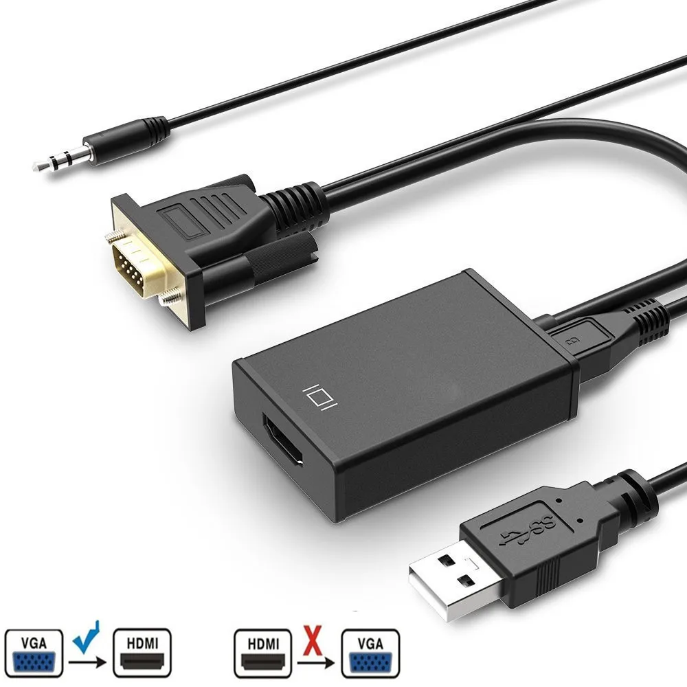 Переходник VGA папа HDMI мама с аудиовыходом 3 5 мм 1080P|vga to hdmi converter|vga hdmivga |