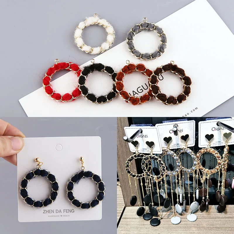 

Newly arrived 30pcs/lot geometric round shape handmade alloy,woolen charms diy jewelry earrings/bracelet pendants accessory