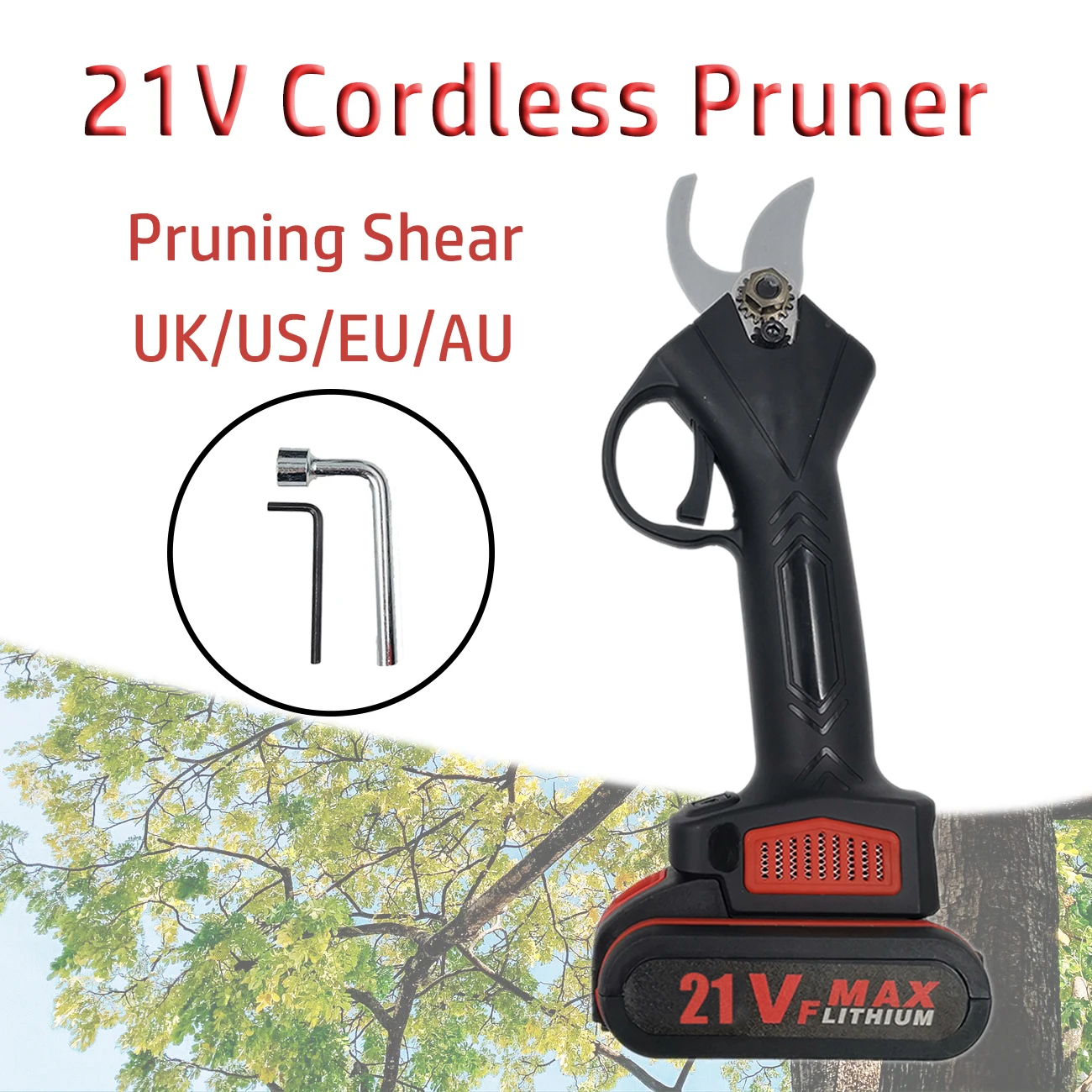 21V Rechargeable Cordless Pruner Pruning Shear Efficient Electric Tree Branches Cutter Landscaping Garden Tool Electric Scissors
21V Rechargeable Cordless Pruner Pruning Shear Efficient Electric Tree Branches Cutter Landscaping Garden Tool Electric Scissors