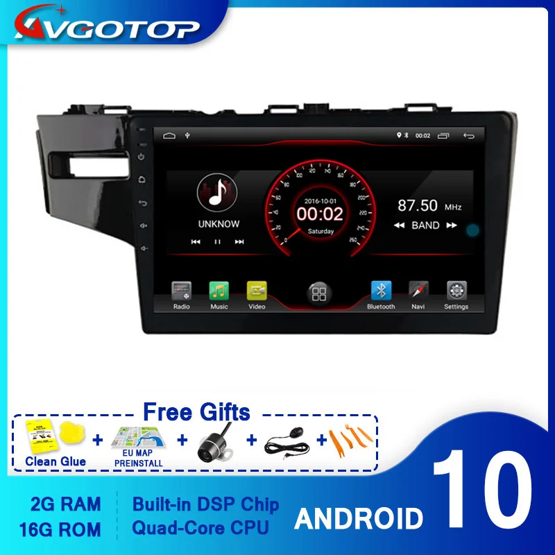 AVGOTOP автомобильный dvd-плеер GPS Android 10 для HONDA FIT/JAZZ 2014 (левая рука водителя)