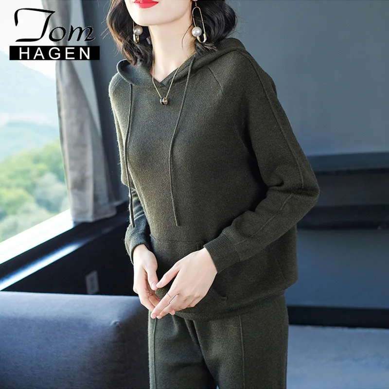 Autumn Winter Two Pieces Set Knitted Tracksuit Hooded Ladies Knit Pants Elegant 2PCS Track Suits Casual Knitted Sweaters Pants
Autumn Winter Two Pieces Set Knitted Tracksuit Hooded Ladies Knit Pants Elegant 2PCS Track Suits Casual Knitted Sweaters Pants