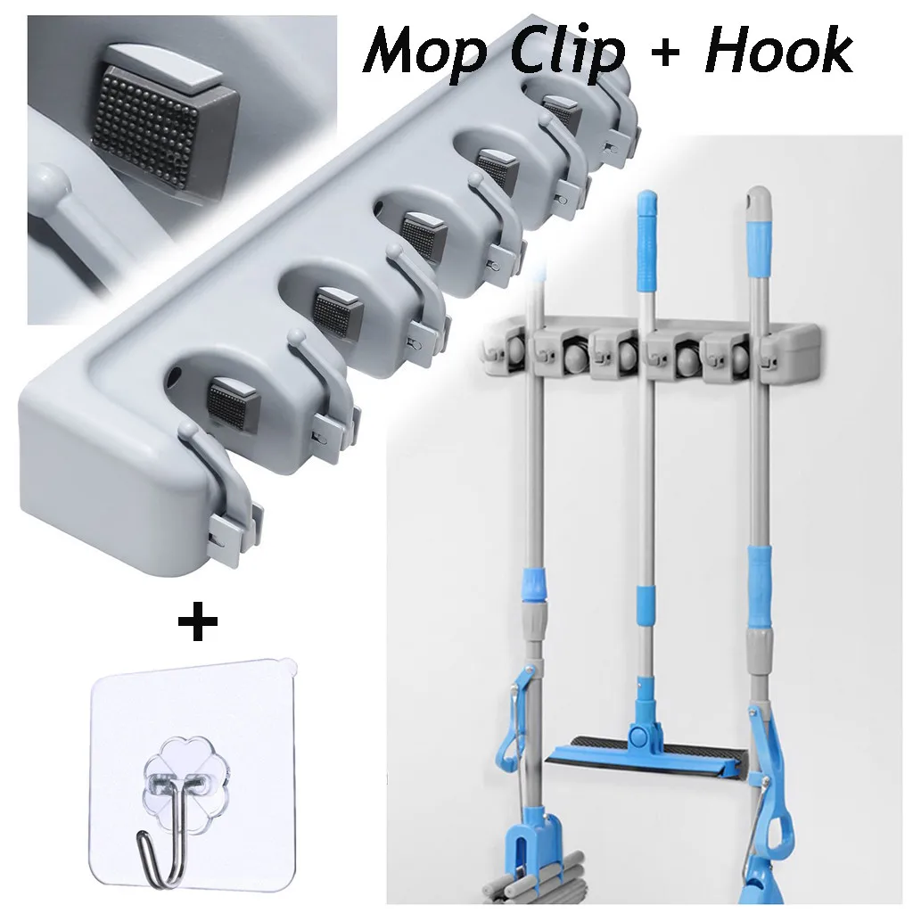 New Bathroom Mop Hanger Smart Cool Mop and Broom Holder Wall Mounted Garden Tool Storage Tool Rack kitchen storage Drop Shipping
New Bathroom Mop Hanger Smart Cool Mop and Broom Holder Wall Mounted Garden Tool Storage Tool Rack kitchen storage Drop Shipping