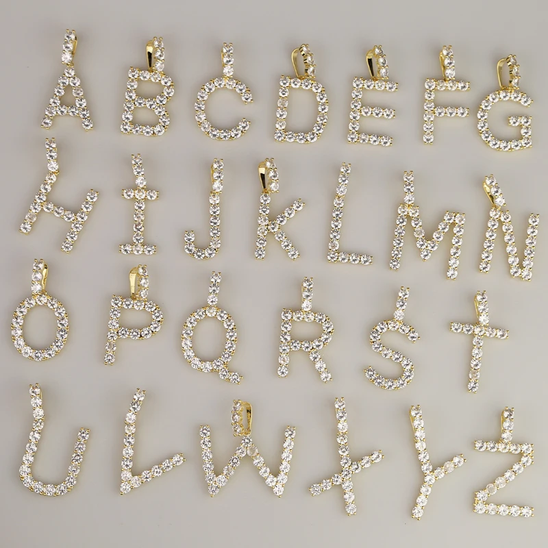 5mm Zircon Tennis Letter Necklaces Hip Hop Jewelry Tennis Chains Necklace Jewelry Initial Necklace Letter Necklace For Men/Women