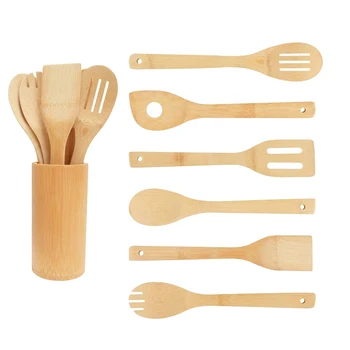 Bamboo Wooden Spoons & Spatulas Set-6 Pieces Kitchen Cooking Utensils and 1 Holder,Heat Resistant for Non Stick Cookware
Bamboo Wooden Spoons & Spatulas Set-6 Pieces Kitchen Cooking Utensils and 1 Holder,Heat Resistant for Non Stick Cookware