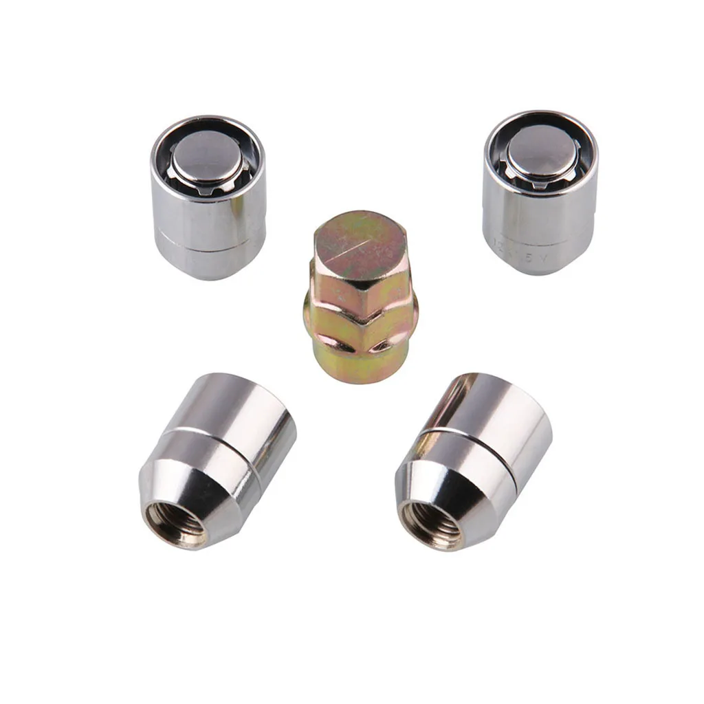 4pcs M12x1.5 Wheel Tire Lug Nuts & 1pc Anti-theft Safety Lock Screw Removal Key Socket Kits Automobile Replacing 4pcs M12x1.5 Wheel Tire Lug Nuts & 1pc Anti-theft Safety Lock Screw Removal Key Socket Kits Automobile Replacing