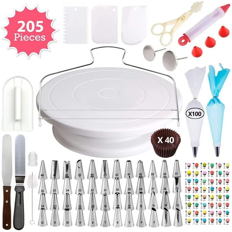 21/69/137/205pcs Baking Tools DIY Cake Set Skeleton Cream Scraper Converter Piping Nozzle Piping Bag Set Cake Turntable Set 
21/69/137/205pcs Baking Tools DIY Cake Set Skeleton Cream Scraper Converter Piping Nozzle Piping Bag Set Cake Turntable Set