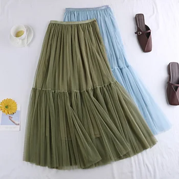 autumn new Korean high waisted all-around show thin solid color small fresh medium length fairy yarn skirt female skirt
autumn new Korean high waisted all-around show thin solid color small fresh medium length fairy yarn skirt female skirt