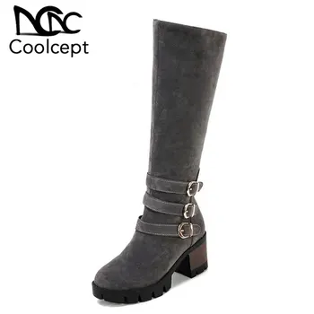 CoolCept Women High Heels Knee Boots Winter Warm Fur Platform Shoes Woman Buckle Zipper Long Boots Round Toe Shoes Size 34-43
CoolCept Women High Heels Knee Boots Winter Warm Fur Platform Shoes Woman Buckle Zipper Long Boots Round Toe Shoes Size 34-43