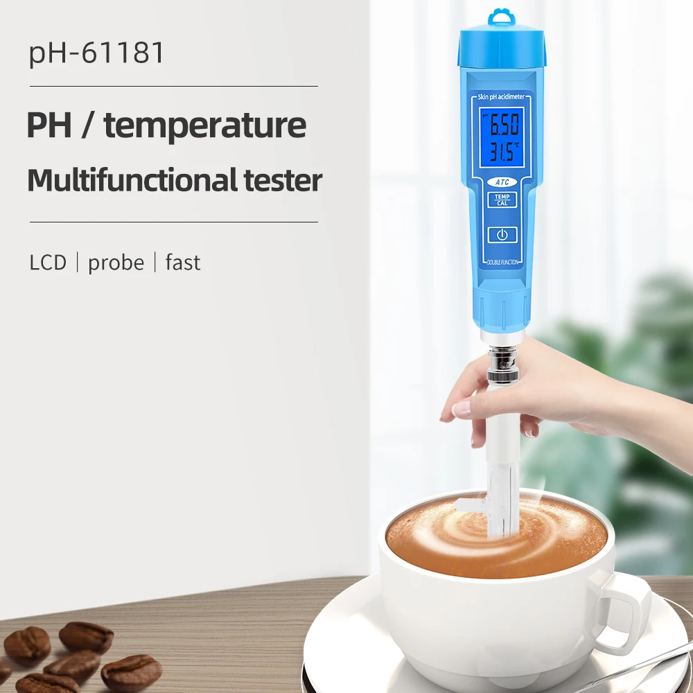 Цифровой автоматический калибровочный измеритель PH Φ Temp Acidimeter для свободной