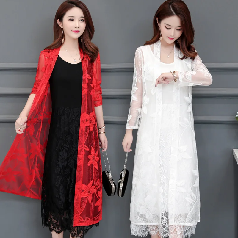Summer Thin Cardigans Loose Coat Women Long Black Red Hollow Floral Lace Kimono Cardigans Plus Size Korean Cardigan Long Sleeved
Summer Thin Cardigans Loose Coat Women Long Black Red Hollow Floral Lace Kimono Cardigans Plus Size Korean Cardigan Long Sleeved
