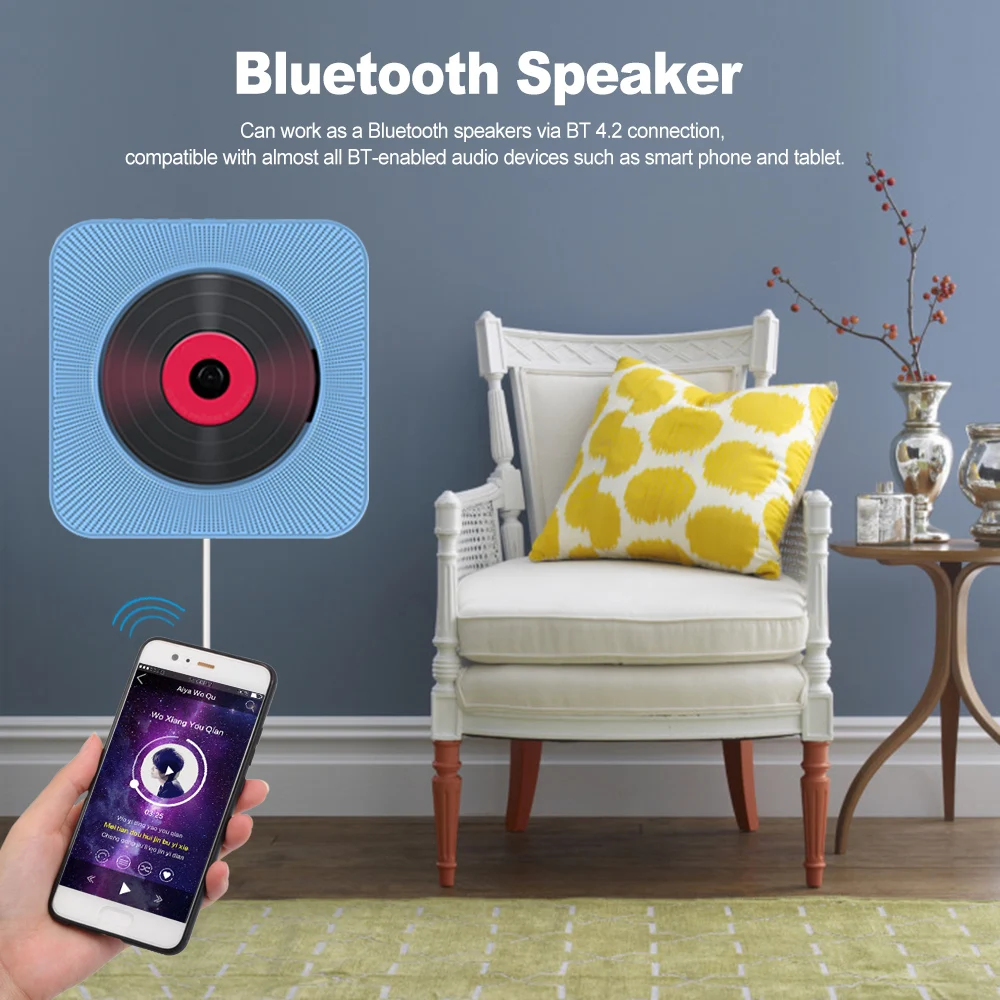 Настенный Hifi дистанционный настенный Bluetooth монтируемый FM радио USB MP3 3 5 мм разъем