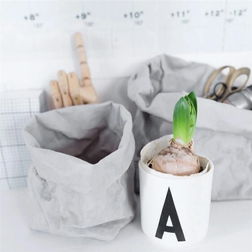 Washable kraft paper bag plant flower pot multifunctional portable simple home garden storage bag save space reuse