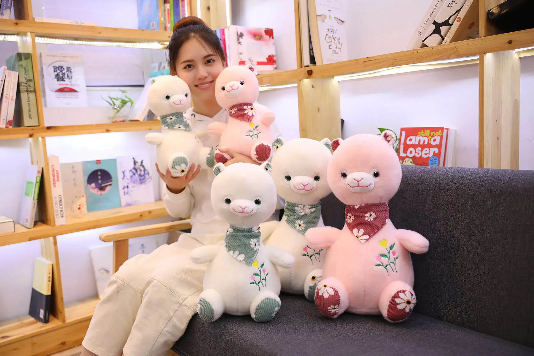 cute grass mud horse plush toy alpaca doll pillow oversized