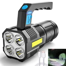 Powerful LED Flashlight USB Rechargeable Handheld Lantern Camping Portable Lamp Built in Battery Lighting COB 4 LED Flashlights Powerful LED Flashlight USB Rechargeable Handheld Lantern Camping Portable Lamp Built in Battery Lighting COB 4 LED Flashlights